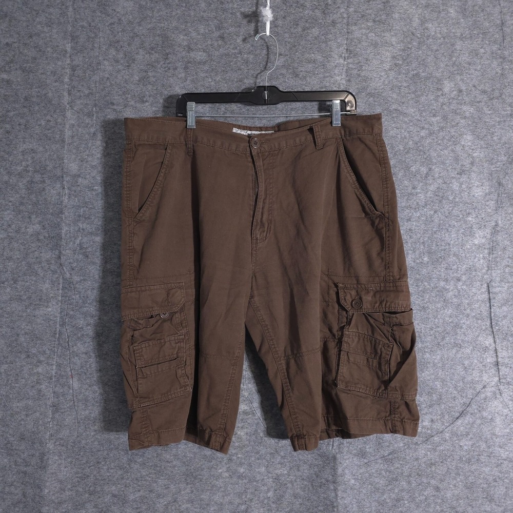 PJ Mark Cargo Shorts Mens 40 Brown Flat Front Drawstring Pockets Cotton Solid